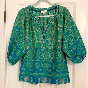 Blue green print Nordstrom rack blouse
